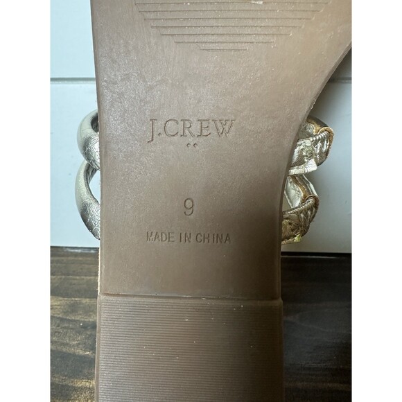 J. Crew Gold Metallic Strappy Slip On Flat Sandals Women's 9 - Picture 9 of 10